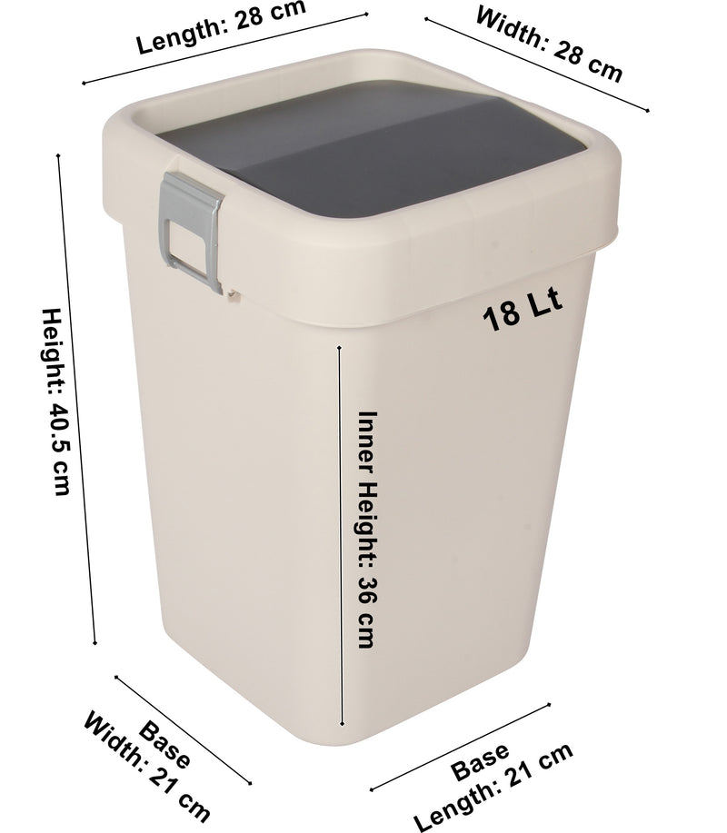 18 Litre Plastic Swing Top Bin. In and Outdoor Dustbin Waste Bin Container.