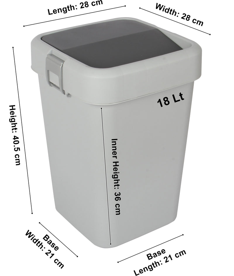 18 Litre Plastic Swing Top Bin. In and Outdoor Dustbin Waste Bin Container.