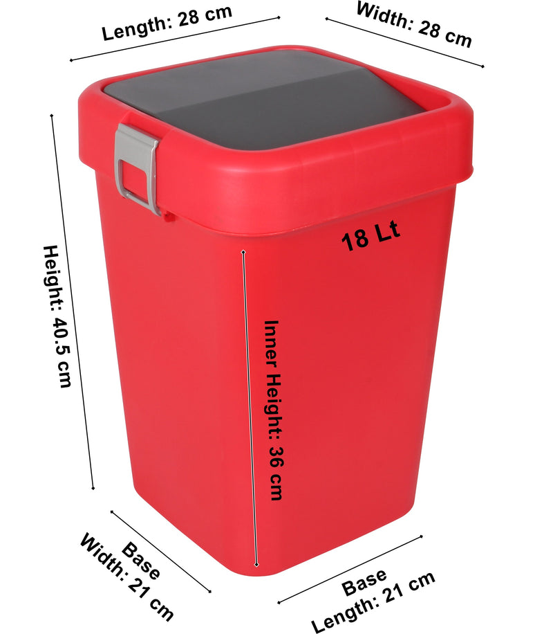 18 Litre Plastic Swing Top Bin. In and Outdoor Dustbin Waste Bin Container.