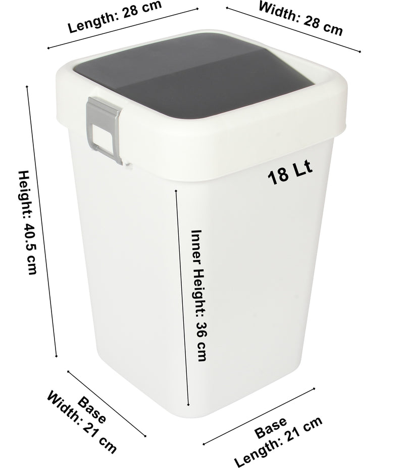 18 Litre Plastic Swing Top Bin. In and Outdoor Dustbin Waste Bin Container.