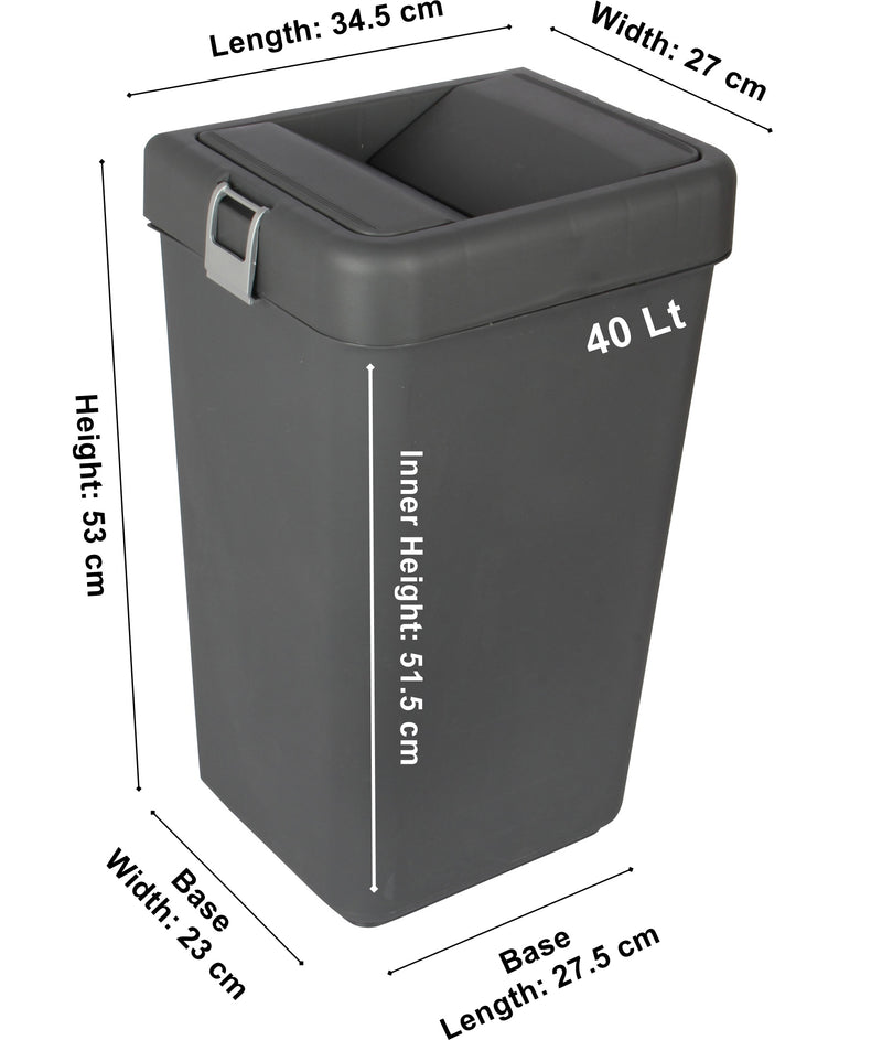 40 Litre Plastic Butterfly Swing Waste Bin.  In and Outdoor Dustbin Container.