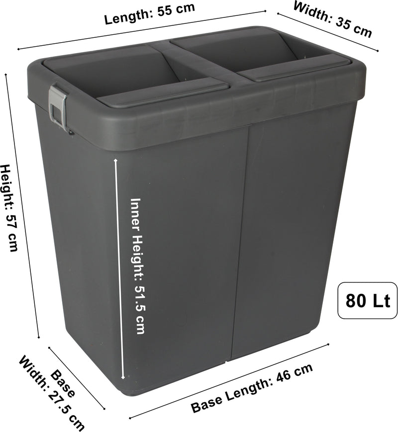 Rubbish Waste Bin Recycling Dual Compartment 80L.