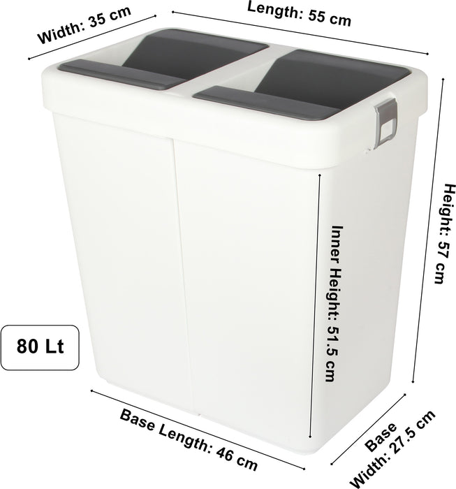 Rubbish Waste Bin Recycling Dual Compartment 80L.