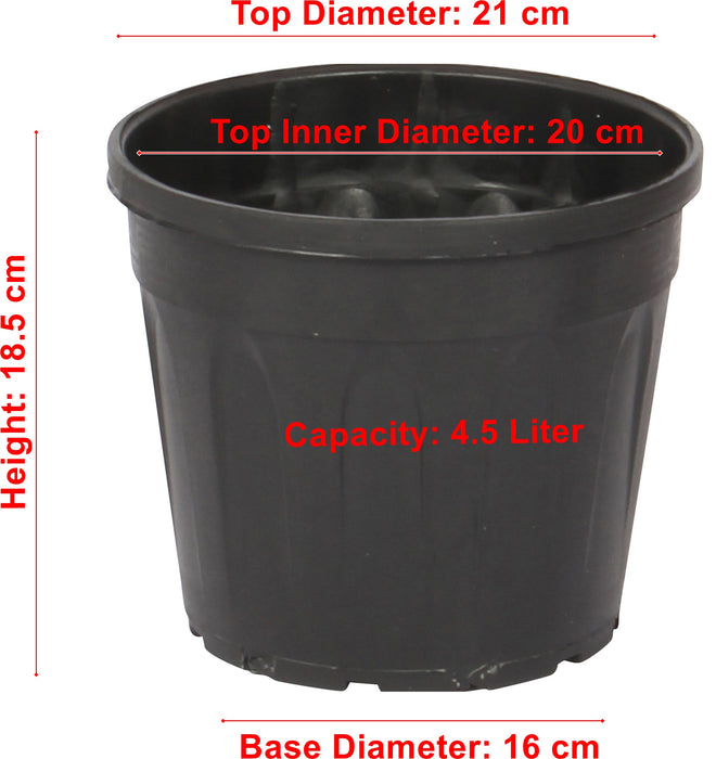 Strong Plastic Black Nursery Pot. Round Flower Pot. (3 Litre to 18 Litre).