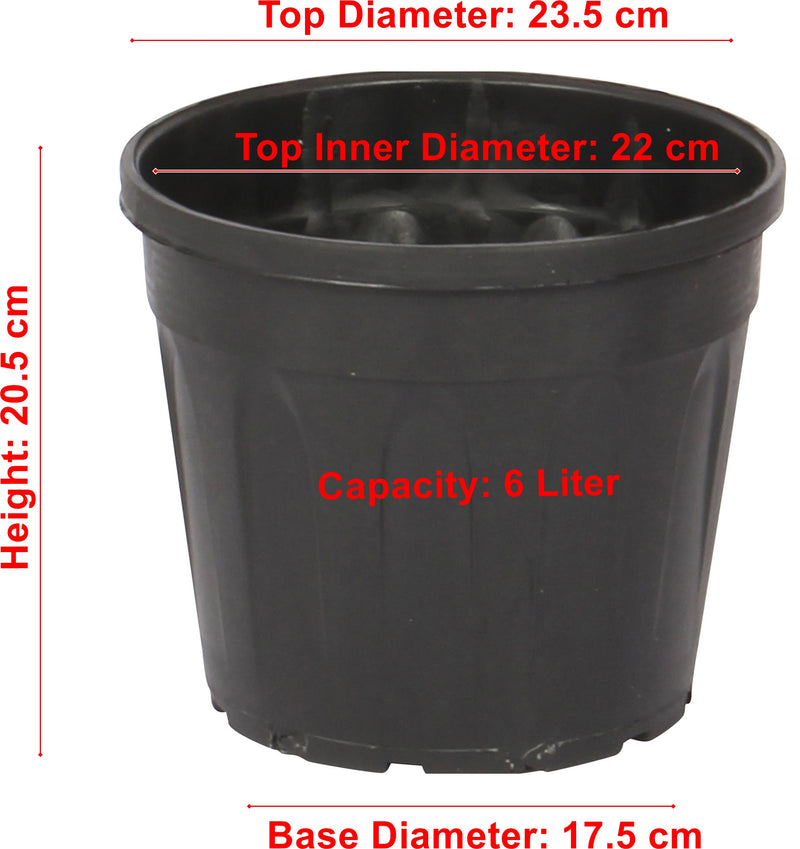 Strong Plastic Black Nursery Pot. Round Flower Pot. (3 Litre to 18 Litre).