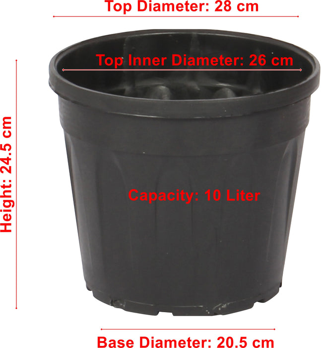 Strong Plastic Black Nursery Pot. Round Flower Pot. (3 Litre to 18 Litre).
