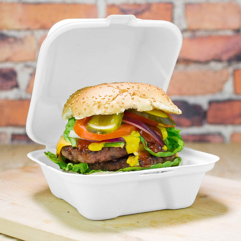 Go-Pak Edenware Bagasse Take-away Burger Box (6 inch) Food Container. Box of 500