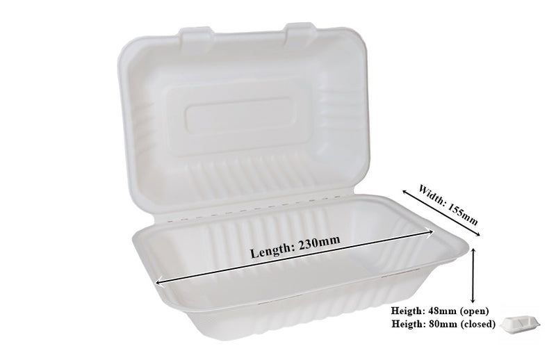 Go-Pak Edenware Bagasse Take-away Large Box (9x6 inc) Food Container. Box of 250