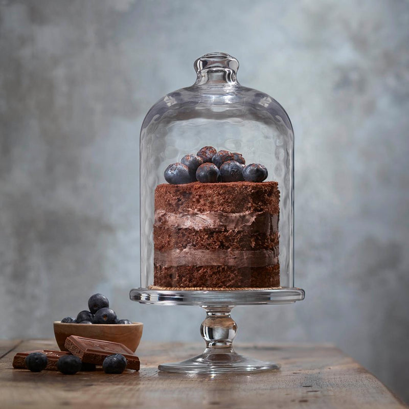 Glass Footed Serving Cake Stand with Dome Lid. Decorative Patisserie Cake Stand.