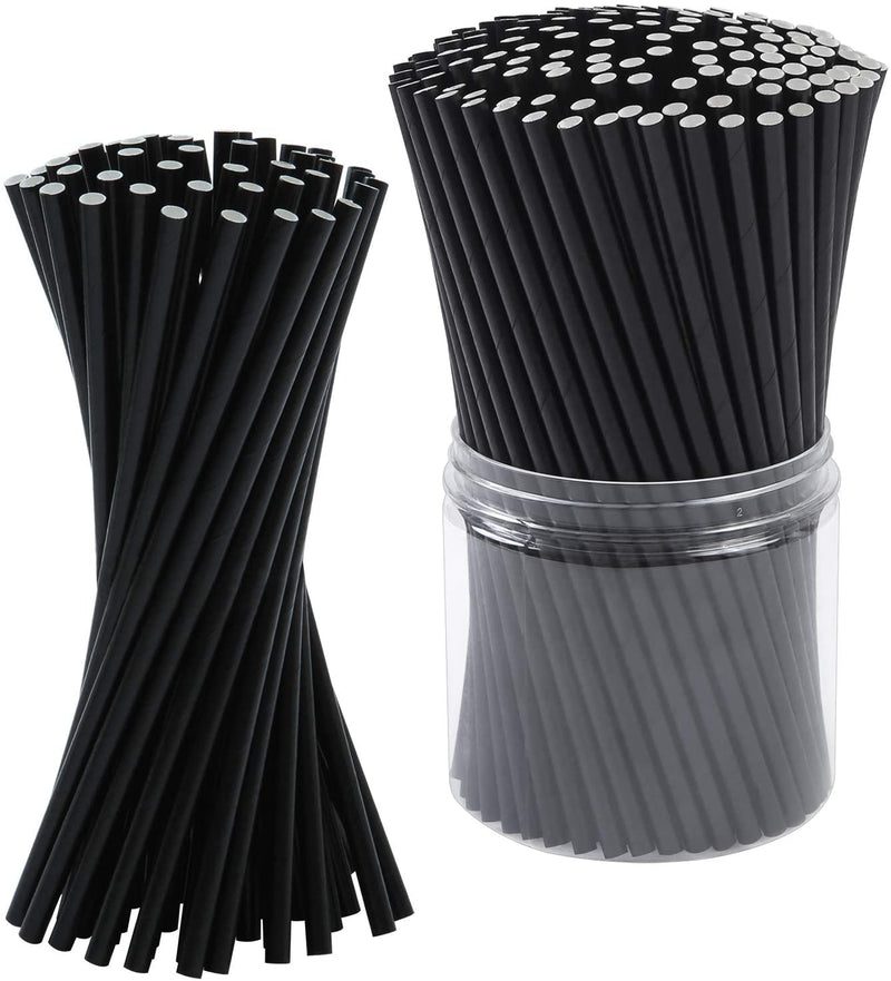 Black Paper Drinking Cocktail Straws. Biodegradable. (500 Pieces) (200 x 6 mm)