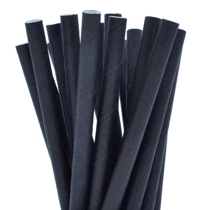 Black Paper Drinking Cocktail Straws. Biodegradable. (500 Pieces) (200 x 6 mm)