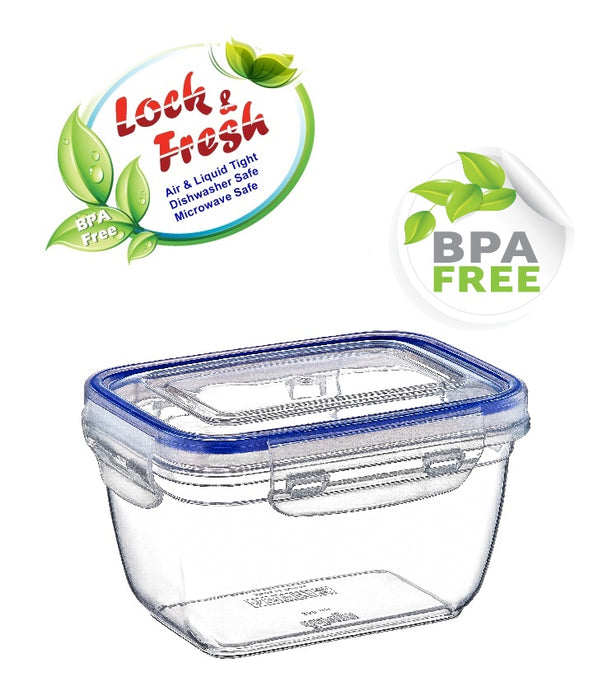 Plastic Rectangle Food Storage Container with Lid. (3 pcs) (550/1000/1800 ml).