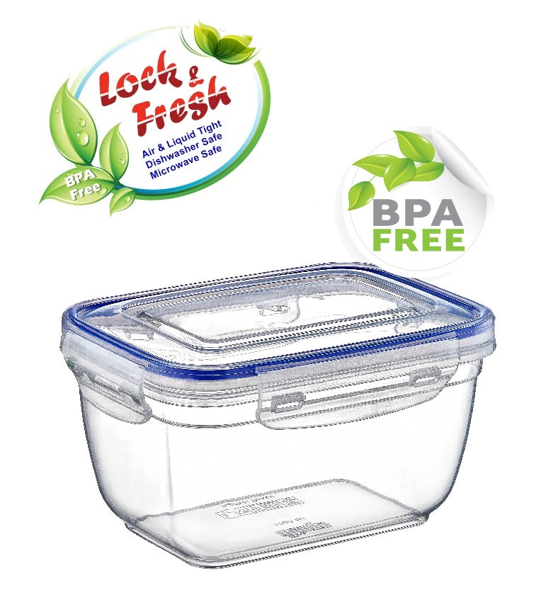Plastic Rectangle Food Storage Container with Lid. (4 pcs) (550/1000/1800/3000 ml).