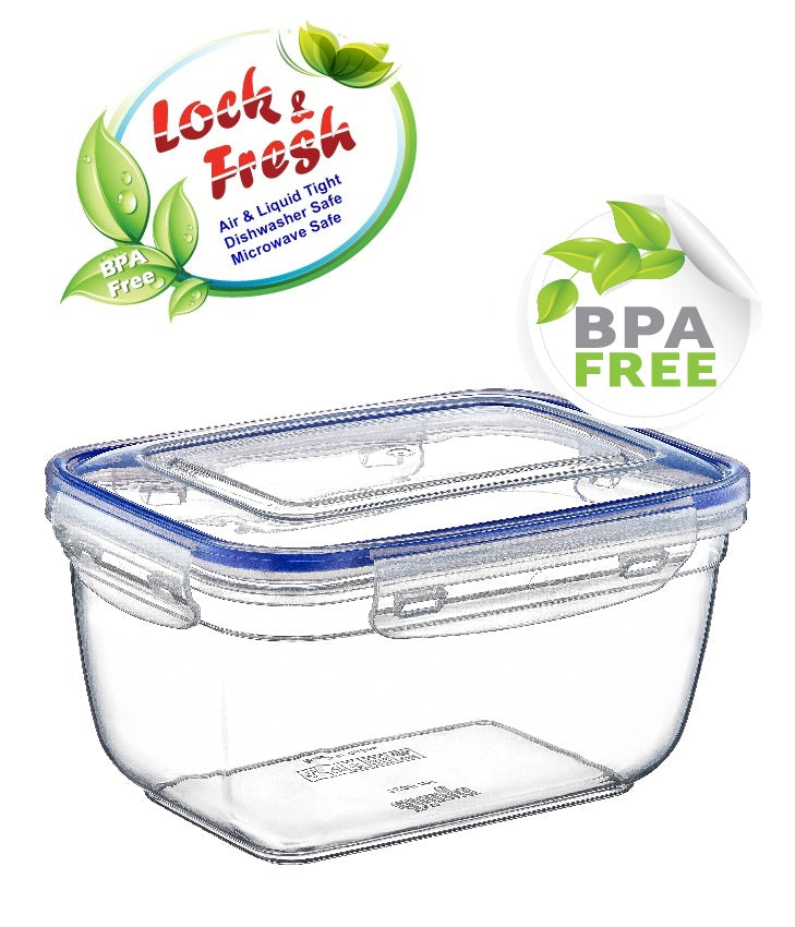 Plastic Rectangle Food Storage Container with Lid. (4 pcs) (550/1000/1800/3000 ml).