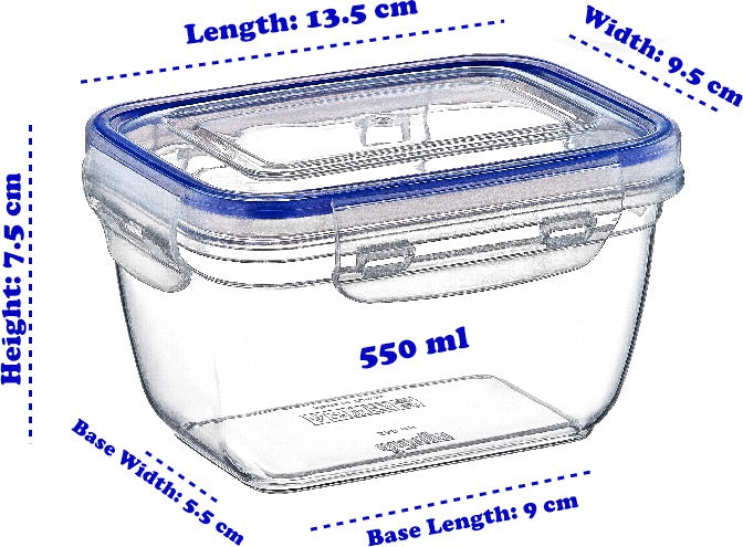 Plastic Rectangle Food Storage Container with Lid. (4 pcs) (550/1000/1800/3000 ml).