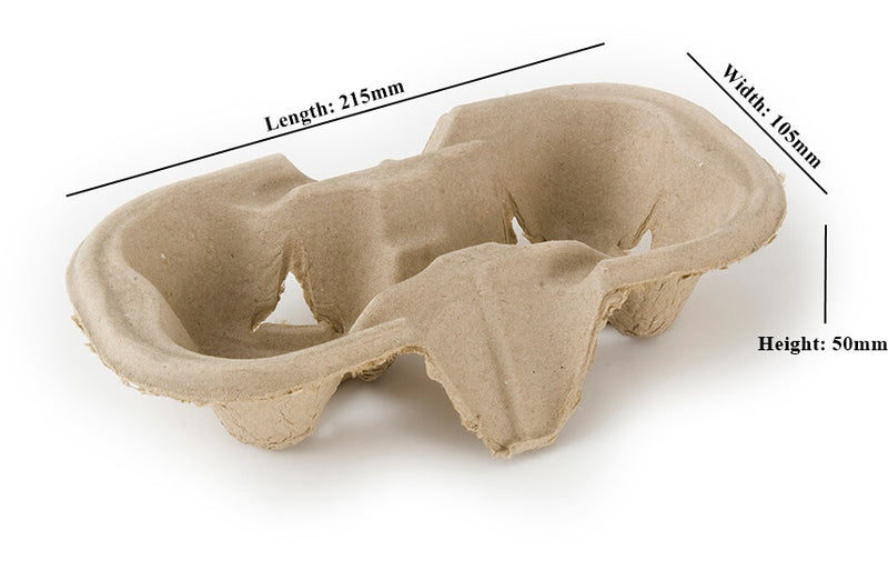 Edenware Moulded Pulp Fibre 2 Cup Carrier Tray(Box of 360) Takeaway Cup Holders.