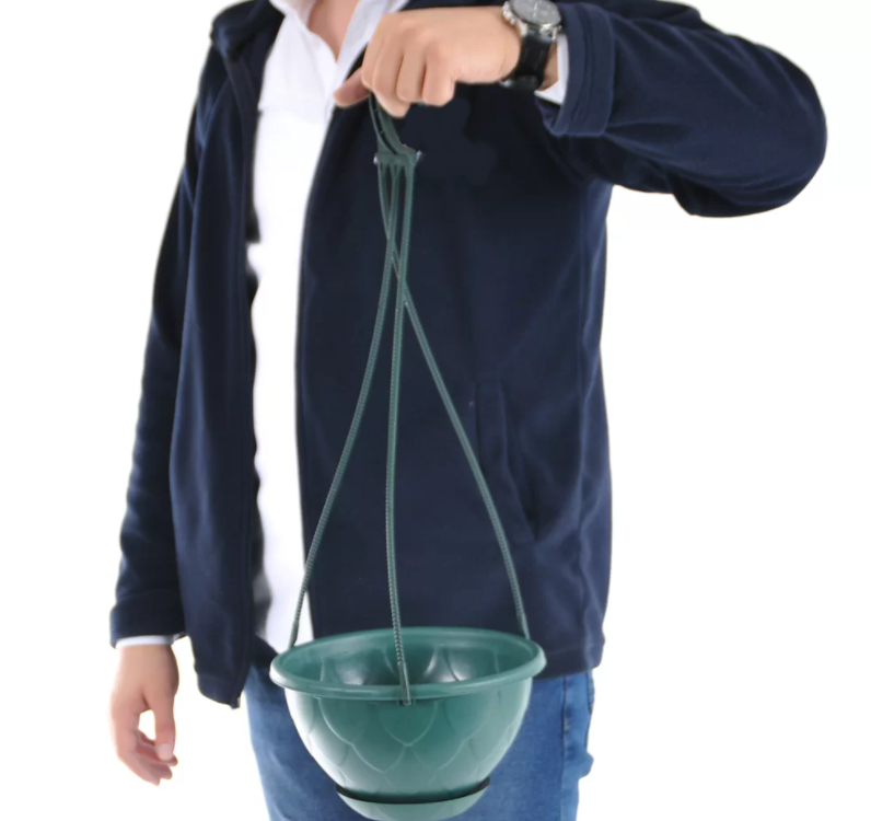 Outdoor Hanging Plant Pots. Flower Pot with Saucer. Garden Hanging Stylish Pot. (2 Litre)