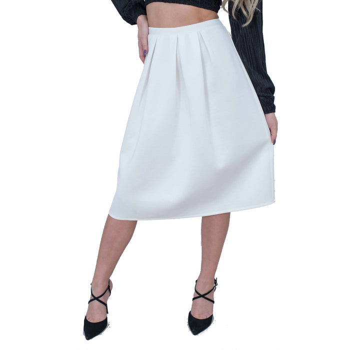Women Skater Skirt, Plain Slip On Pleated Maxi Skirt Elasticated Waist Sizes to 16