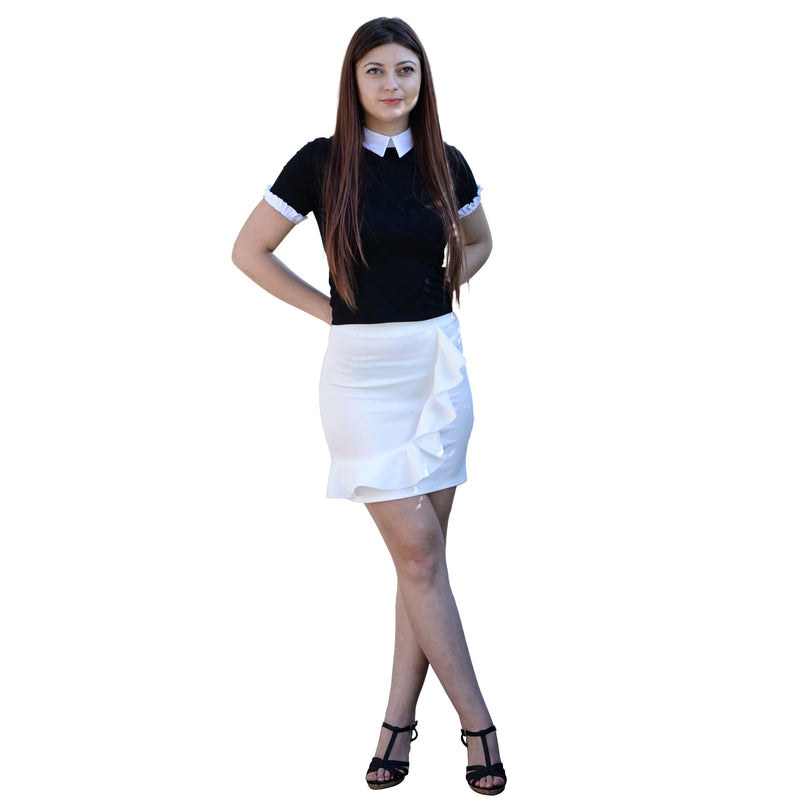 Jolie Max Women Frill Mini Skirt, Elasticated Bodycon Size 8 to 14