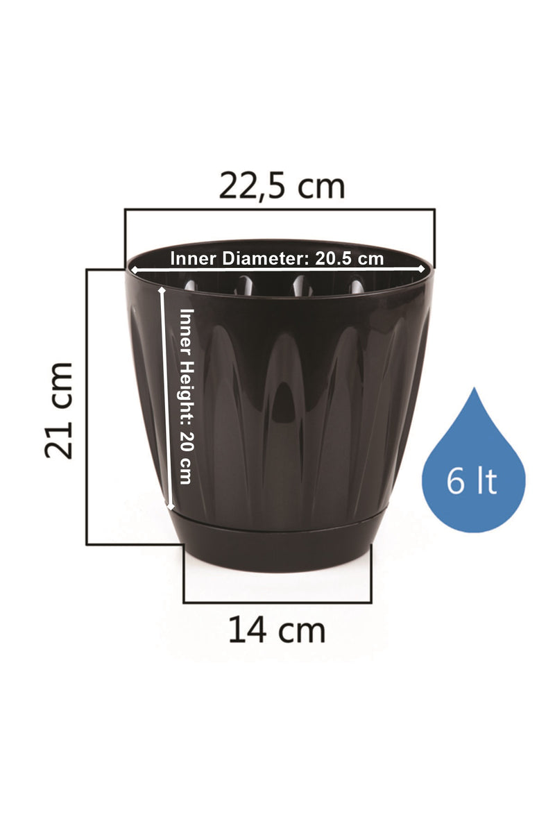 Black Plastic Plant Pots. Indoor / Outdoor Flower Pots with Drainage.