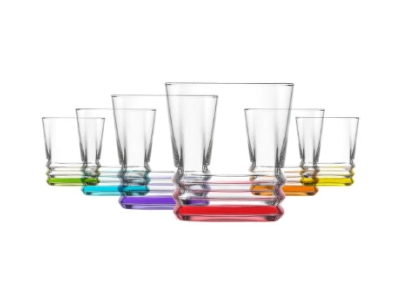 Coloured Base Tumbler Drinking Glasses