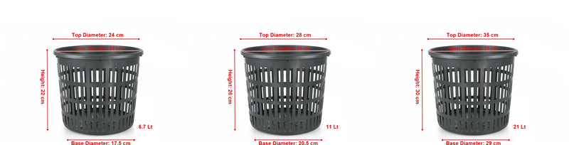 Round Black Pond Planting Garden Basket. Aquatic Pots. (Pack of 5) (6.7 L/11 L/21 L).