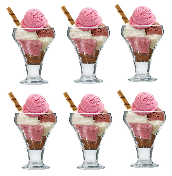 Ice Cream Sundae Dessert Glass Bowls. (Pack of 6) Pudding Fruit Appetiser Dish.