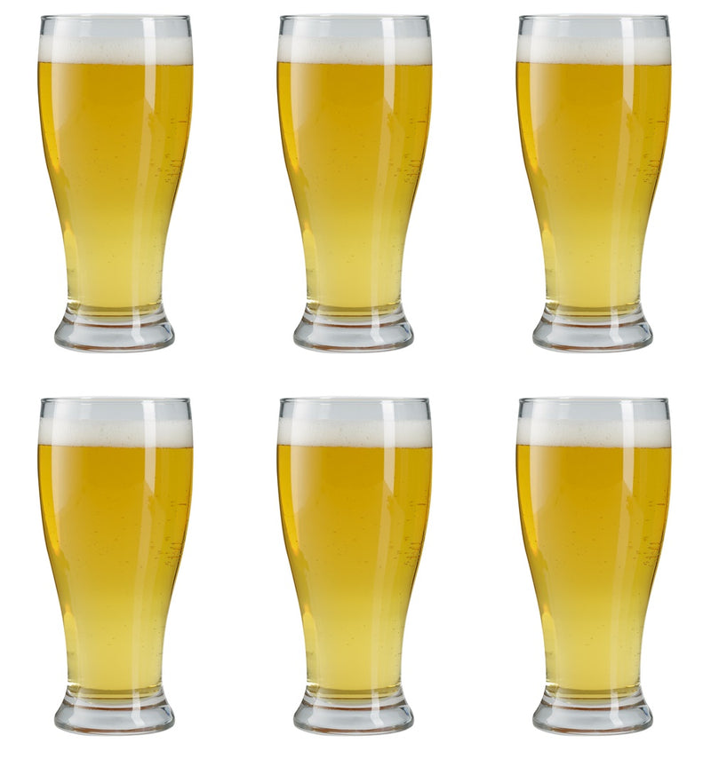 Beer Pint Glasses. Large Plain Modern Style. (565 ml / 56 cl) (Pack of 6)
