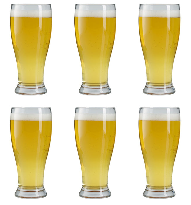 Beer Pint Glasses. Large Plain Modern Style. (565 ml / 56 cl) (Pack of 6)