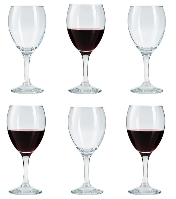 Classic Wine Glasses Set. Clear Wine Goblet. Stemmed Red Wine Glasses. (Pack of 6) (340 cc)