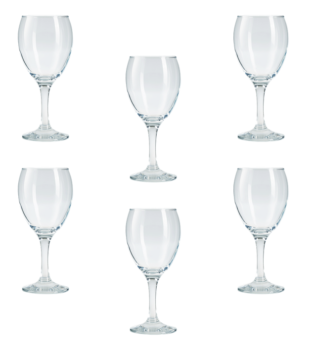 Classic Wine Glasses Set. Clear Wine Goblet. Stemmed Red Wine Glasses. (Pack of 6) (340 cc)