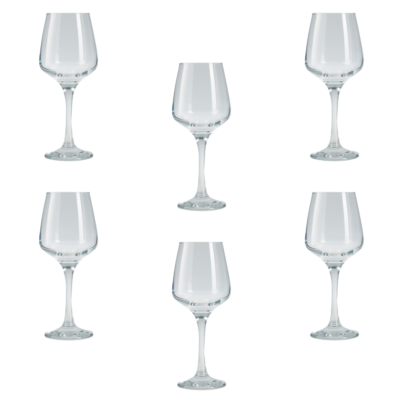 White Wine Glasses. Contemporary Drinking Glass Set. (Pack of 6) (295 cc/ml)