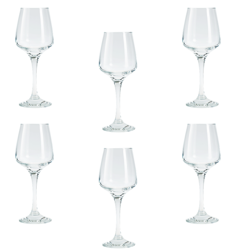 Wine Glasses Set. Contemporary White / Red Wine Goblet. (Pack of 6) (330 cc/ml)