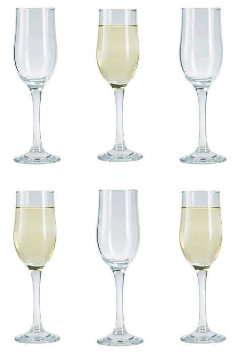 Tulip Champagne Flutes. Long Stem Prosecco Glasses. (Pack of 6) (195 cc/ml)