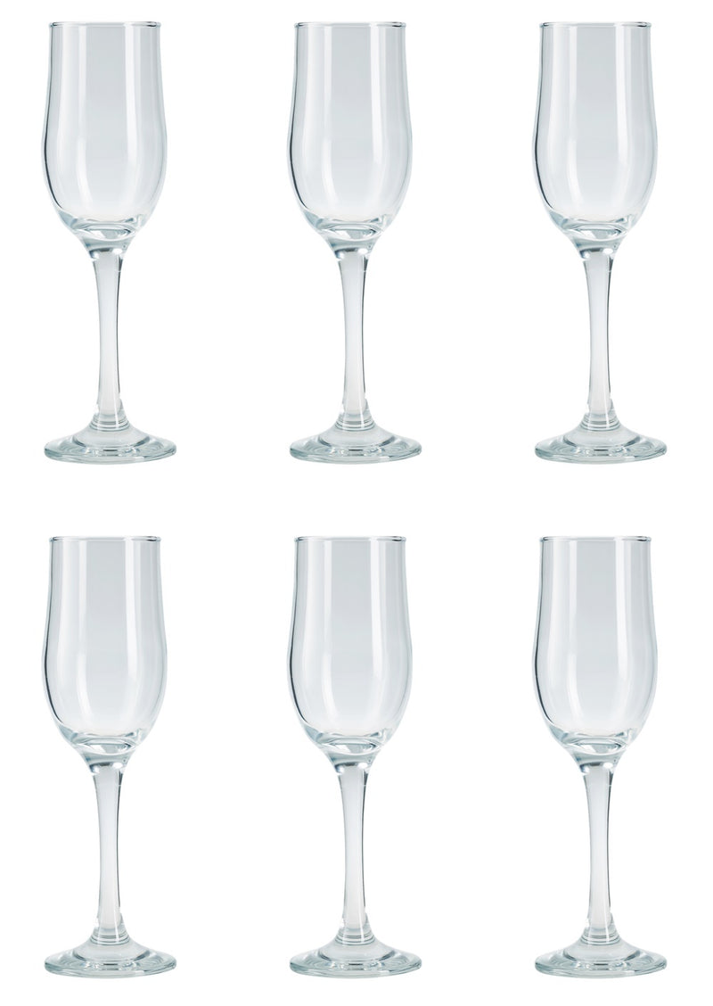 Tulip Champagne Flutes. Long Stem Prosecco Glasses. (Pack of 6) (195 cc/ml)