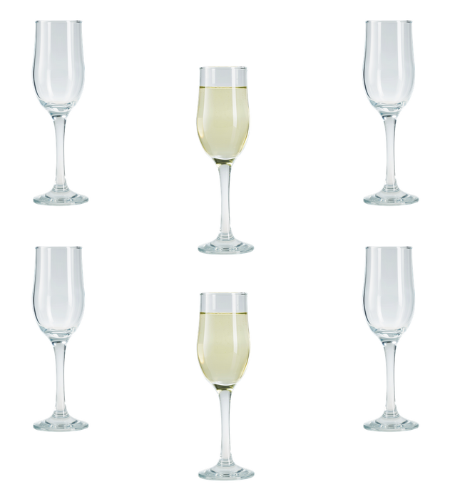 Tulip Champagne Flutes. Long Stem Prosecco Glasses. (Pack of 6) (195 cc/ml)