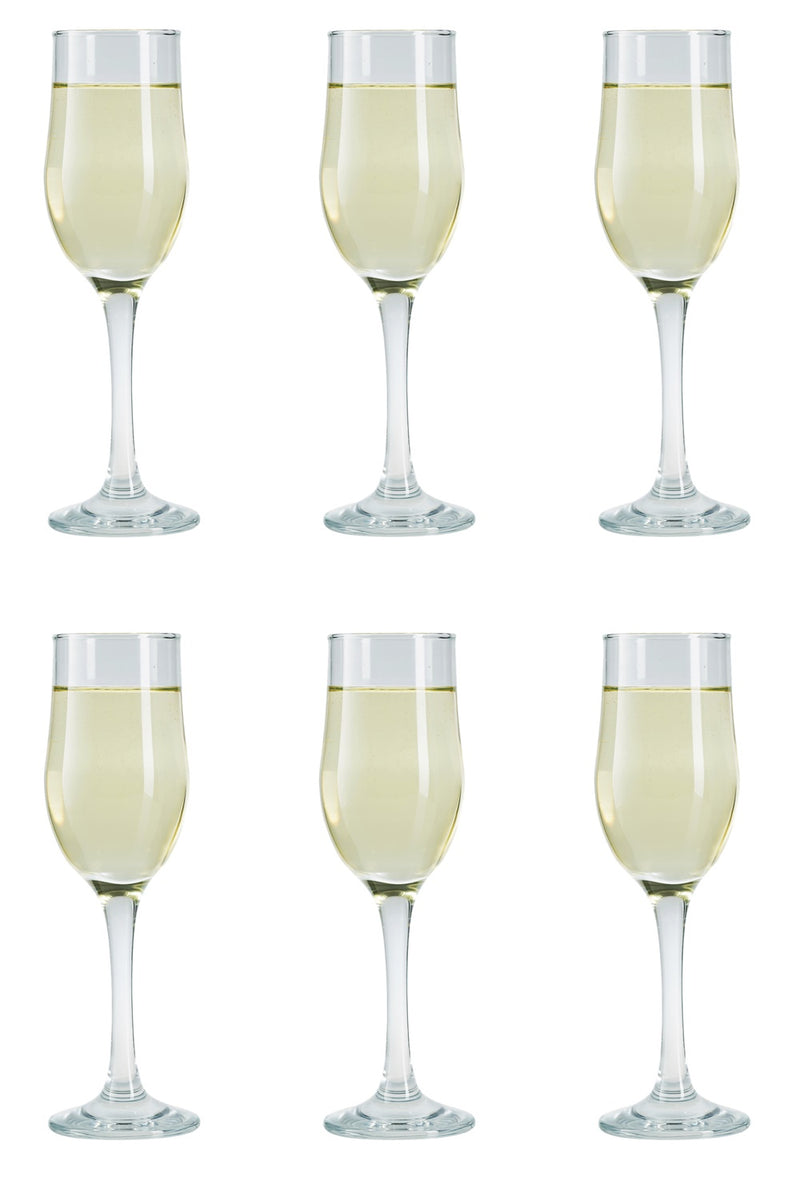 Tulip Champagne Flutes. Long Stem Prosecco Glasses. (Pack of 6) (195 cc/ml)