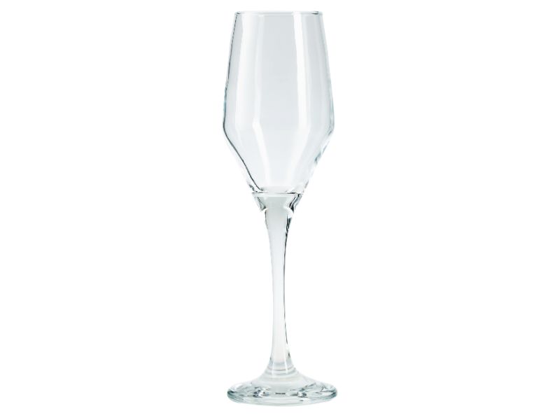 Wide Tulip Champagne Flutes. Long Stem Prosecco Glasses. (Pack of 6) (230 cc/ml)