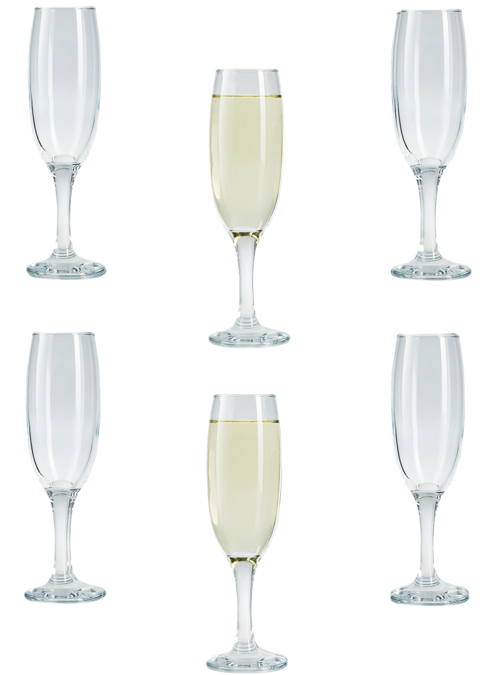 Champagne Flute Glasses Set. Long Steam Prosecco Glass. (Pack of 6) (2