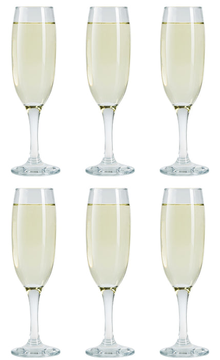 Champagne Flute Glasses Set. Long Steam Prosecco Glass. (Pack of 6) (220 cc/ml)
