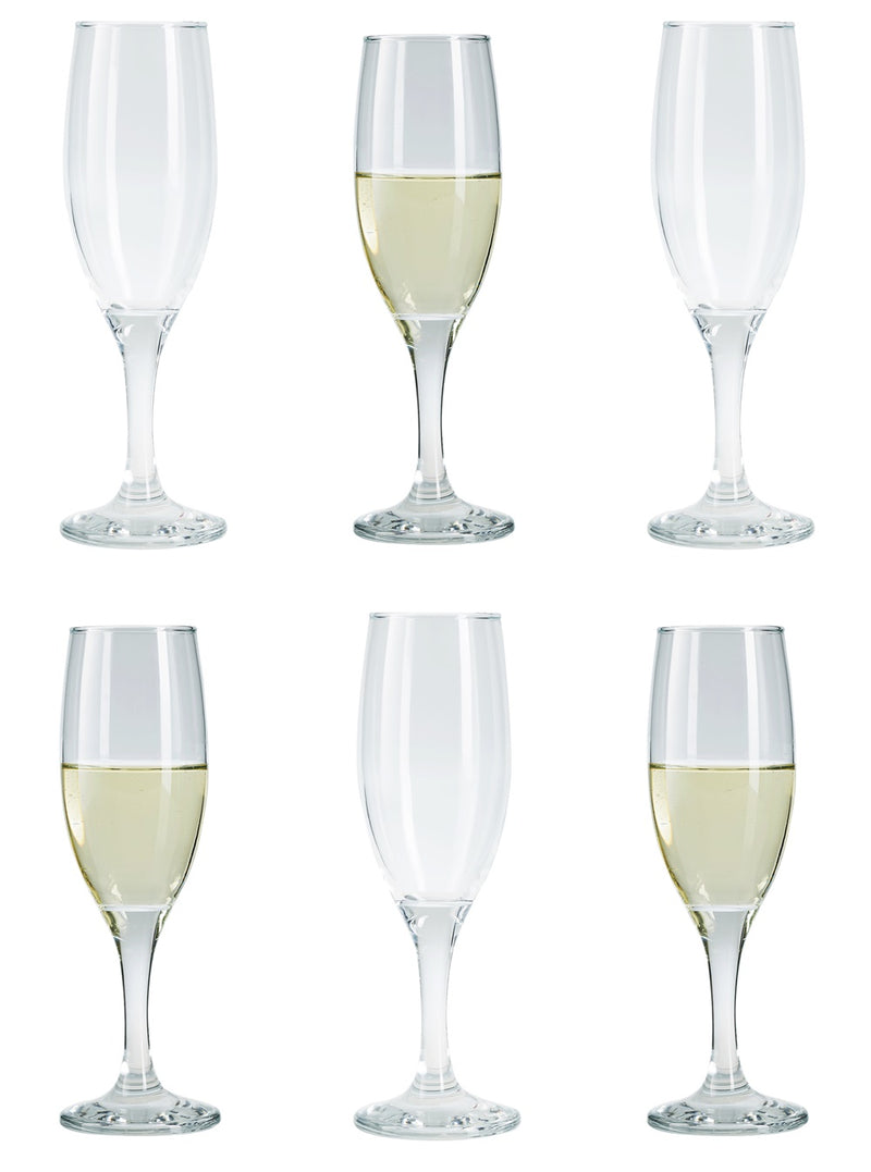 Champagne Flute Glasses. Long Steam Prosecco Glass. Party Drinkware. (Pack of 6)