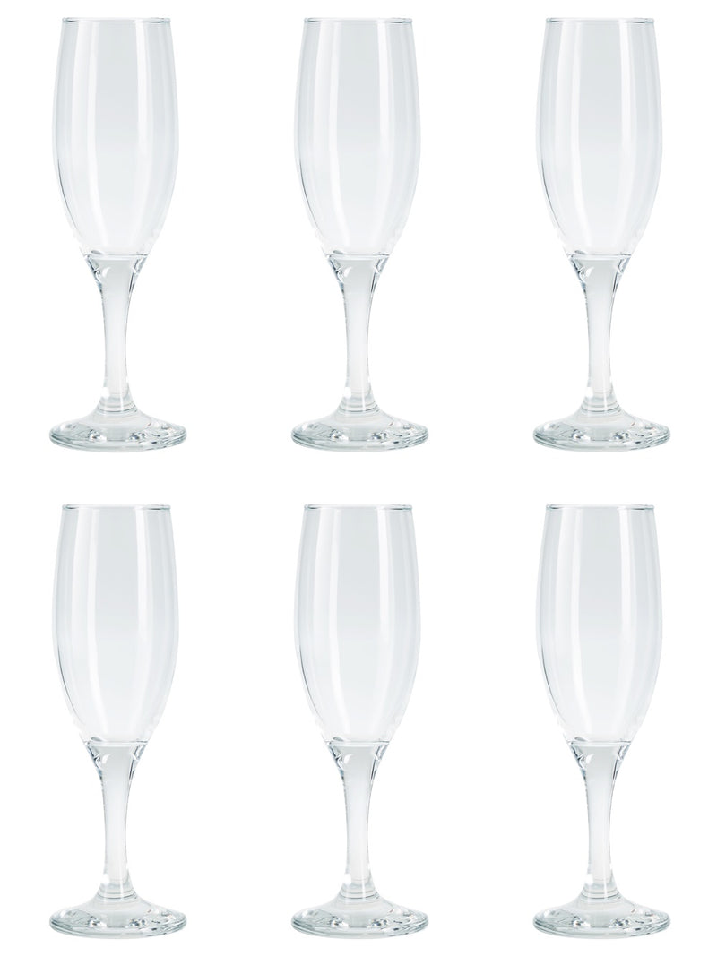 Champagne Flute Glasses. Long Steam Prosecco Glass. Party Drinkware. (Pack of 6)