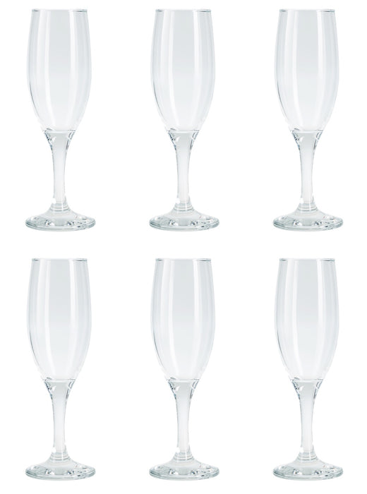 Champagne Flute Glasses. Long Steam Prosecco Glass. Party Drinkware. (Pack of 6)