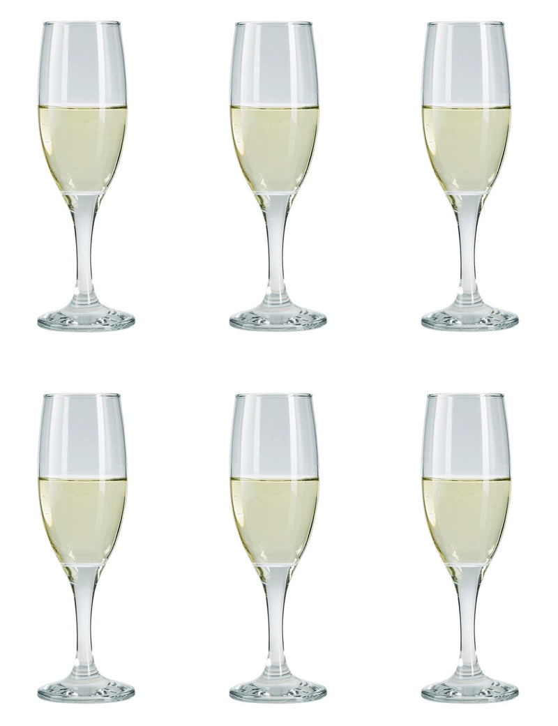 Champagne Flute Glasses. Long Steam Prosecco Glass. Party Drinkware. (Pack of 6)