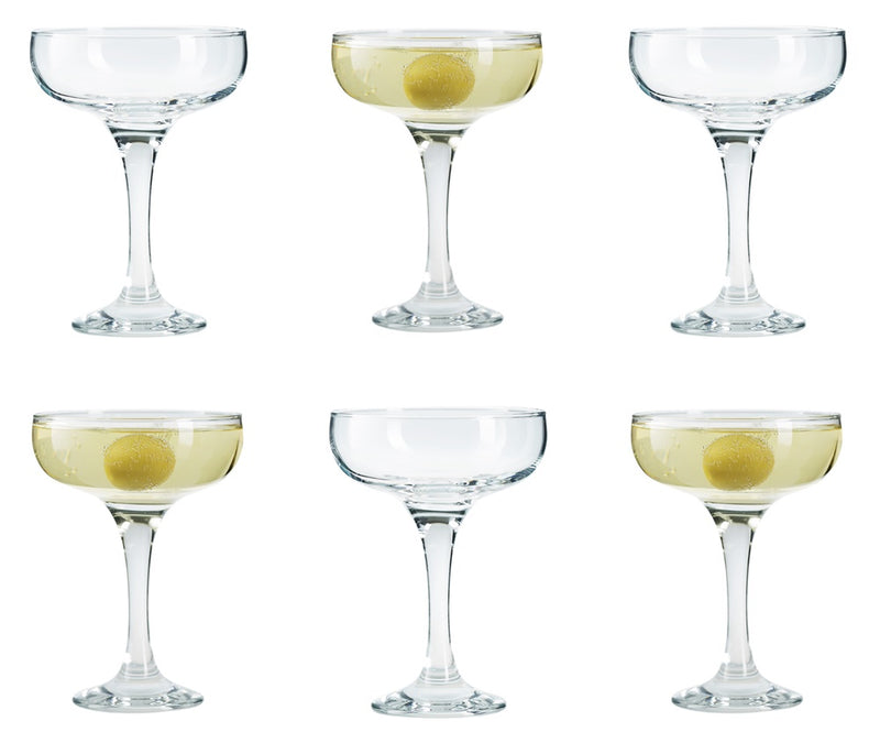 Martini Cocktail Glasses. Champagne Coupe Saucers. (Set of 6) (200 ml)