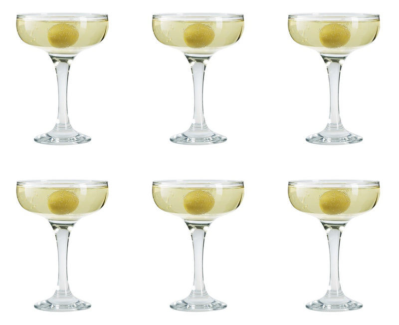 Martini Cocktail Glasses. Champagne Coupe Saucers. (Set of 6) (200 ml)