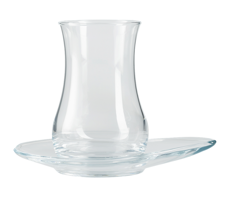 Turkish Tea Glasses & Saucers. Oriental Arabic Tea House. (6 Glasses & 6 Saucers)