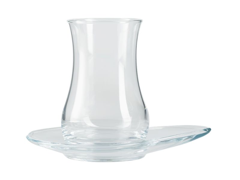 Turkish Tea Glasses & Saucers. Oriental Arabic Tea House. (6 Glasses & 6 Saucers)