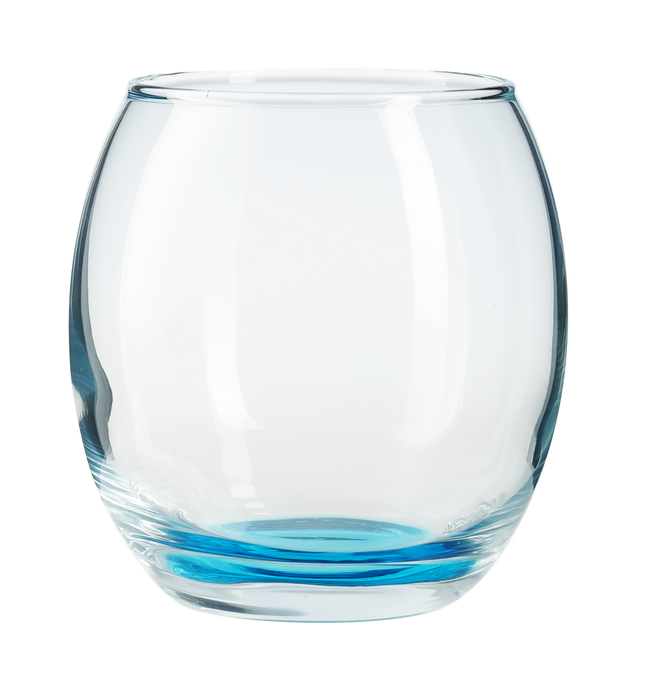 6x Coloured Base Tumbler Glasses. Whisky Juice Tumbler Drinking Glasses. (405 ml)
