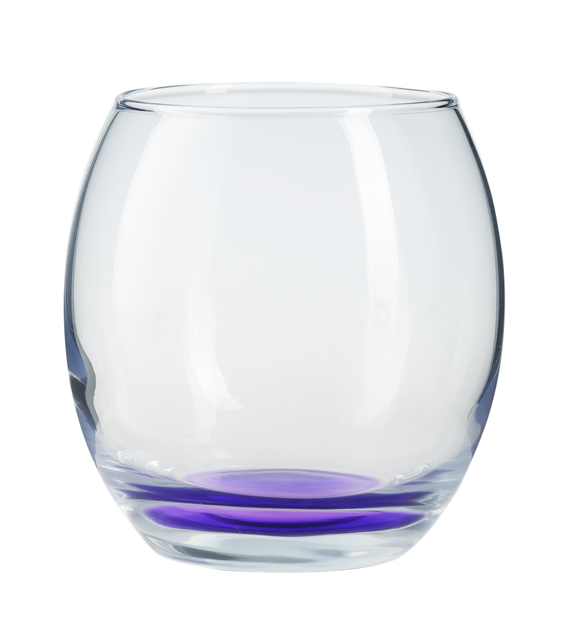 6x Coloured Base Tumbler Glasses. Whisky Juice Tumbler Drinking Glasses. (405 ml)